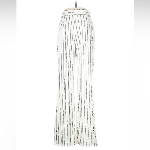 ZARA Cream Ecru Navy Blue Stripe Wide Leg Pants - Picture 2 of 11